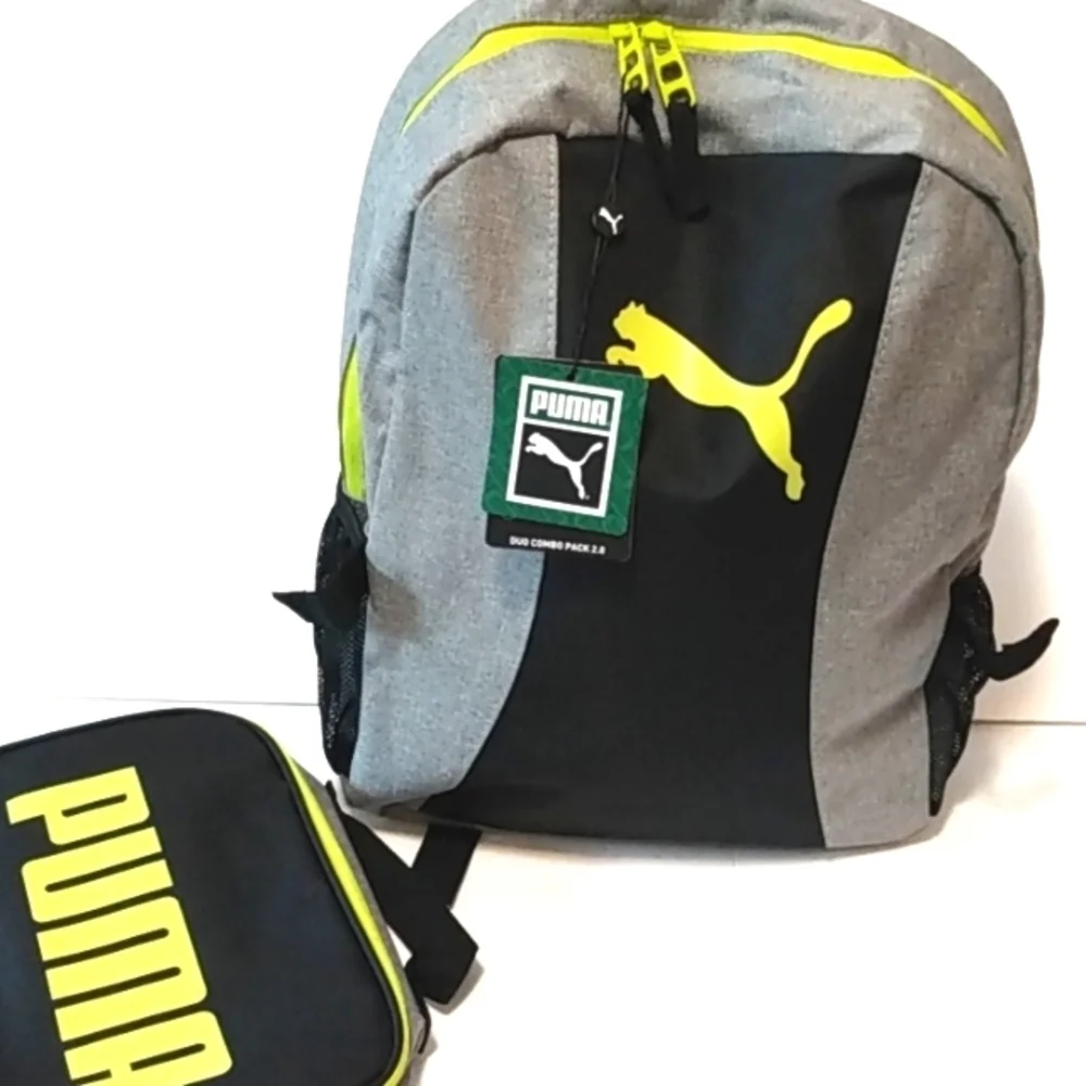 PUMA DUO COMBO 2.0 GRAY BLACK LIME GREEN BACKPACK SIZE OS NWT
